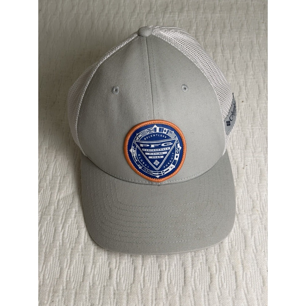Men's Columbia PFG Hat L/XL Grey And white